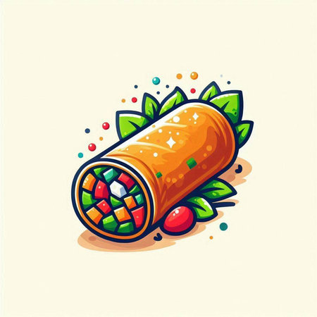 Illustration of a roll of meat with vegetables and spices - vectorのイラスト素材