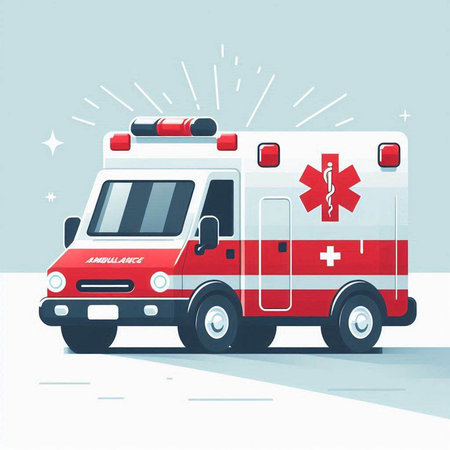 Ambulance car. Emergency vehicle. Vector illustration in flat styleのイラスト素材