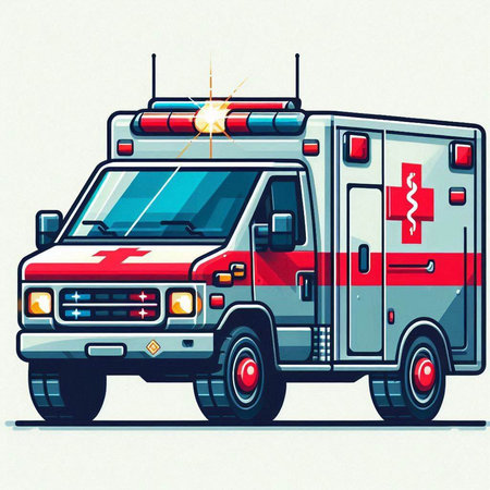 Ambulance car on a white background. Illustration in vector formatのイラスト素材