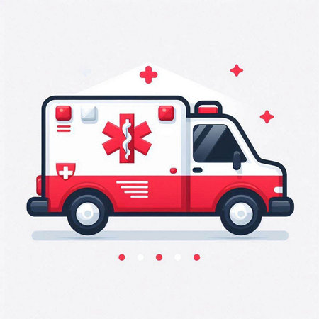 Ambulance car vector illustration. Flat style design. Vector illustration.のイラスト素材