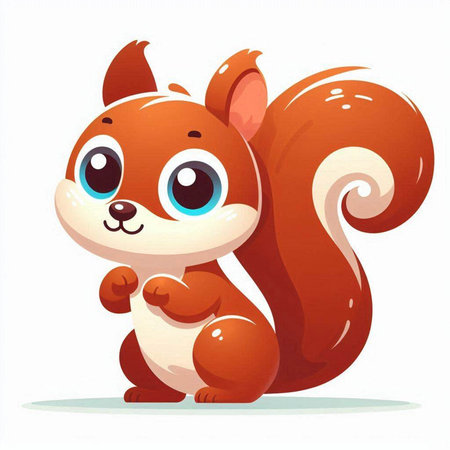 Cute cartoon squirrel. Vector illustration isolated on a white background.のイラスト素材
