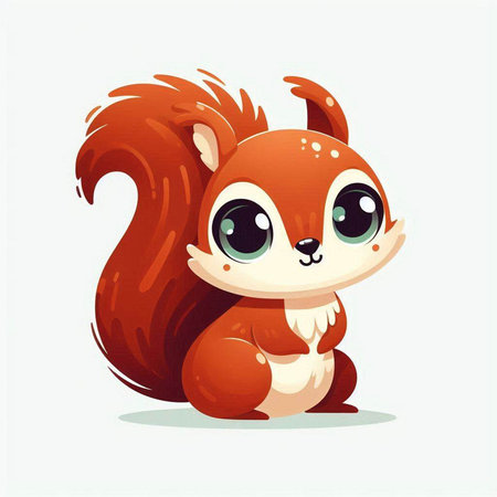 Cute cartoon squirrel. Vector illustration isolated on a white background.のイラスト素材