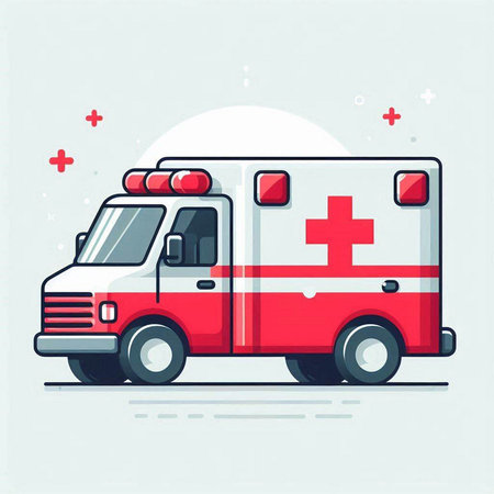 Ambulance car with flag of Switzerland. Flat vector illustration.のイラスト素材