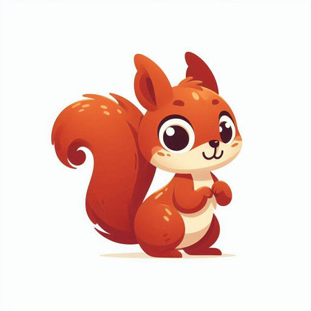 Cute cartoon squirrel. Vector illustration isolated on a white background.のイラスト素材