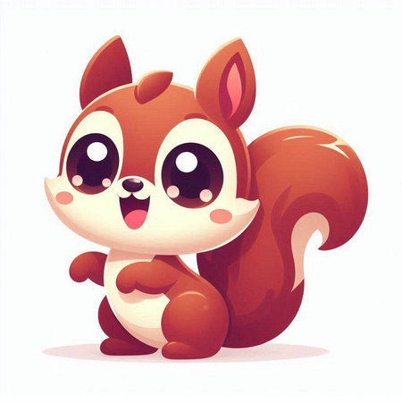 Cute cartoon squirrel. Vector illustration isolated on a white background.のイラスト素材