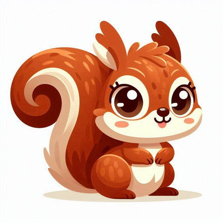 Cute cartoon squirrel. Vector illustration isolated on a white background.のイラスト素材