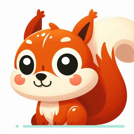 Cute cartoon squirrel. Vector illustration of a cute red squirrel.のイラスト素材
