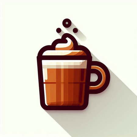 Coffee cup icon, flat design, long shadow, vectorのイラスト素材