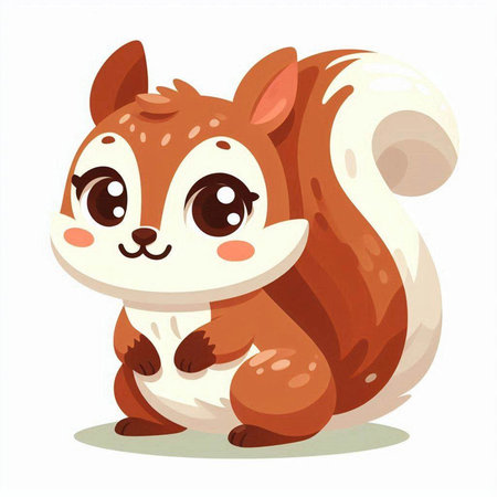 Cute cartoon squirrel. Vector illustration isolated on a white background.のイラスト素材