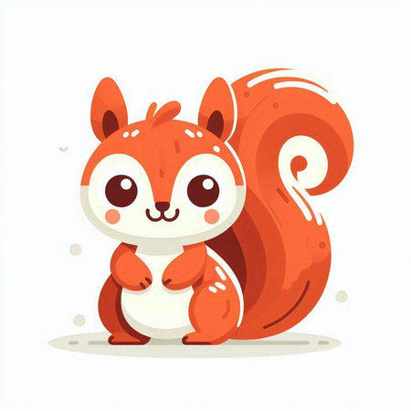 Cute little squirrel cartoon character. Vector illustration in a flat styleのイラスト素材