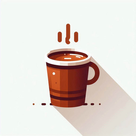 Coffee cup with coffee beans on white background. Vector illustration.のイラスト素材
