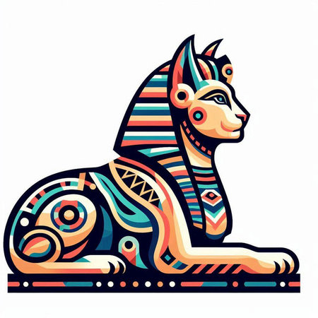 Egyptian pharaoh, vector illustration, isolated on white background.のイラスト素材