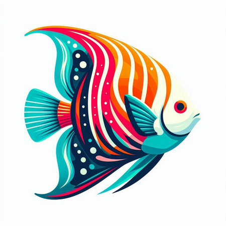 Vector illustration of a colorful fish on a white background. Design elementのイラスト素材