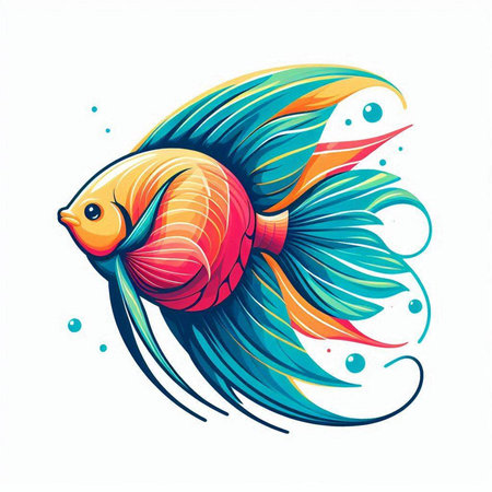 Vector illustration of goldfish. Isolated on a white background.のイラスト素材