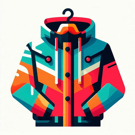 Colorful winter jacket isolated on white background. Vector illustration. Eps 10のイラスト素材