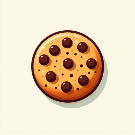 Chocolate chip cookie. Vector cartoon illustration. Isolated on white background.のイラスト素材