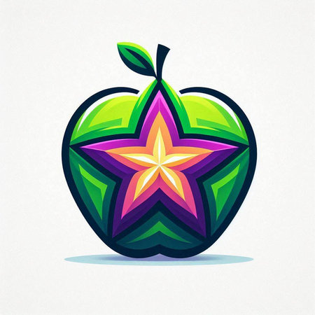 Star apple fruit icon. Vector illustration of apple with star shape.のイラスト素材