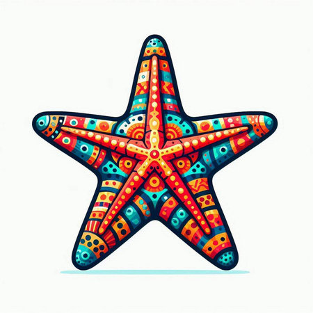 Starfish with multicolor pattern on white background. Vector illustration.のイラスト素材