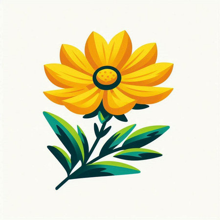 Yellow flower on a white background. Vector illustration for your design.のイラスト素材