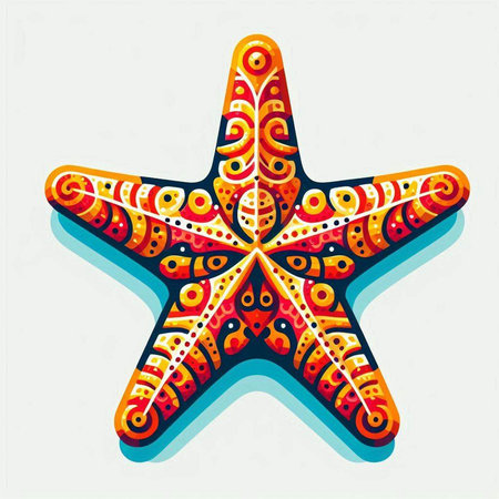 Starfish in the form of a decorative ornament. Vector illustration.のイラスト素材