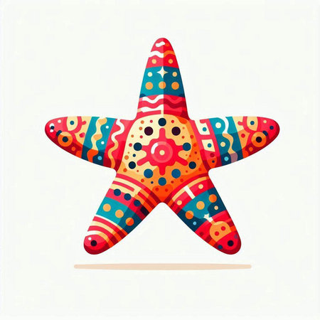 Starfish with colorful patterns on a white background. Vector illustration.のイラスト素材