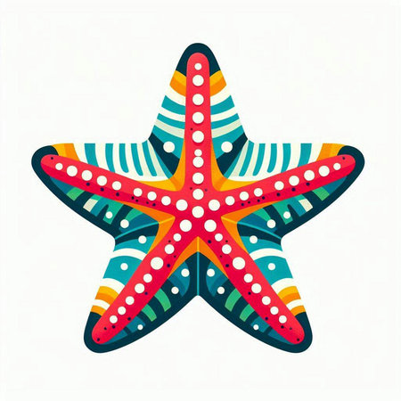 Colorful starfish isolated on a white background. Vector illustration.のイラスト素材