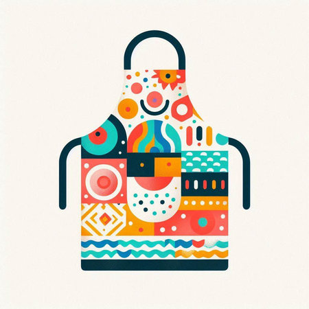 Colorful kitchen apron with geometric pattern. Vector illustration. Eps 10のイラスト素材