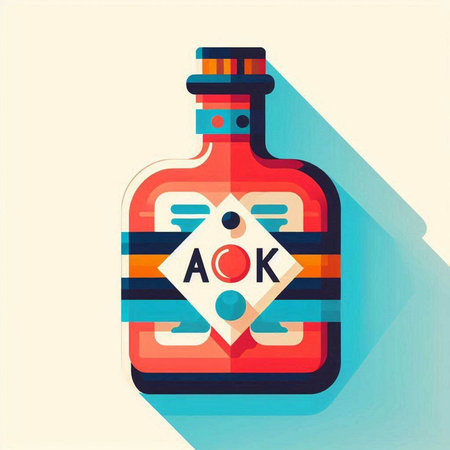Alcoholic drink in a bottle. Vector illustration in flat styleのイラスト素材
