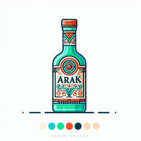Alcoholic drink. Alcoholic beverage. Colorful vector illustration.のイラスト素材