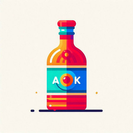 Alcoholic drink in a bottle. Vector illustration in flat style.のイラスト素材