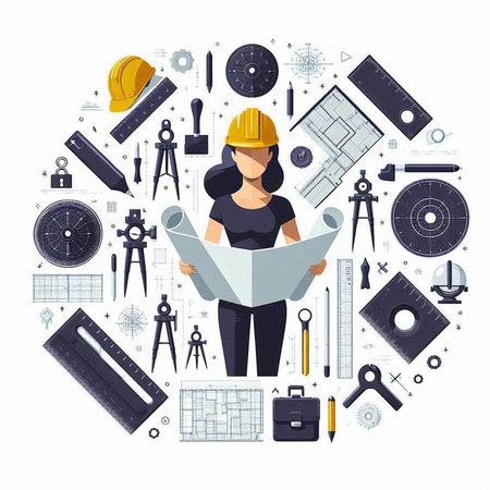 Businessman with clipboard and financial charts. Vector illustration in flat styleのイラスト素材