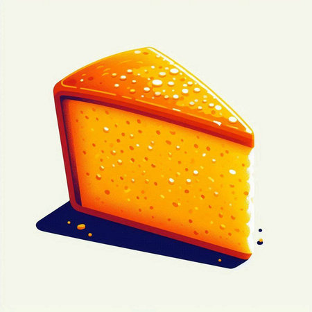 Illustration of a piece of cheese with holes on a white backgroundのイラスト素材