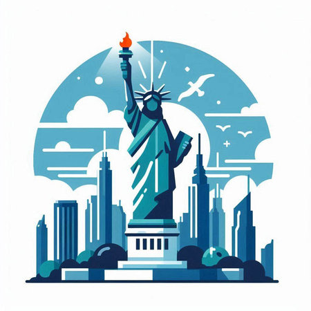 Statue of Liberty in New York City, USA. Vector illustrationのイラスト素材