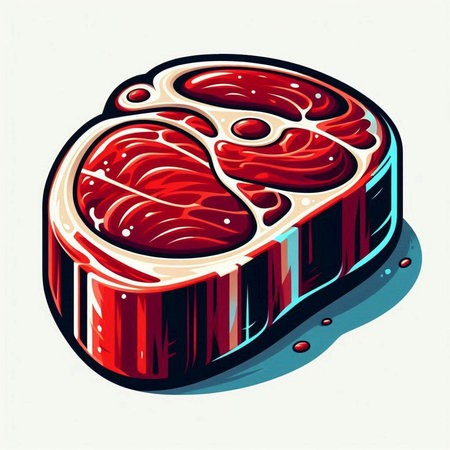 Steak illustration. Vector illustration of a piece of raw beef.のイラスト素材
