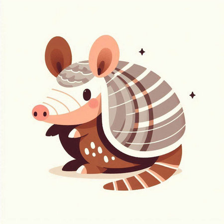 Cute little armadillo. Vector illustration in flat cartoon style.のイラスト素材