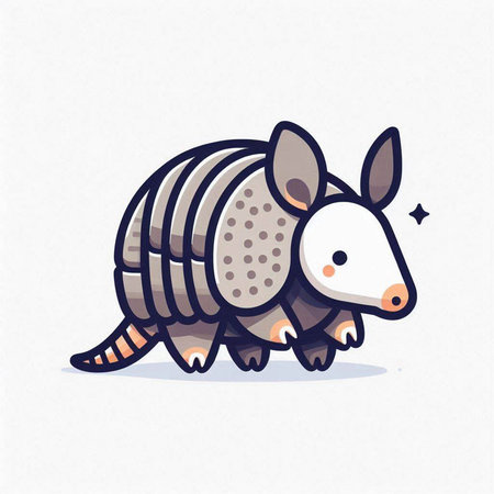 Cute funny armadillo. Vector illustration in cartoon style.のイラスト素材