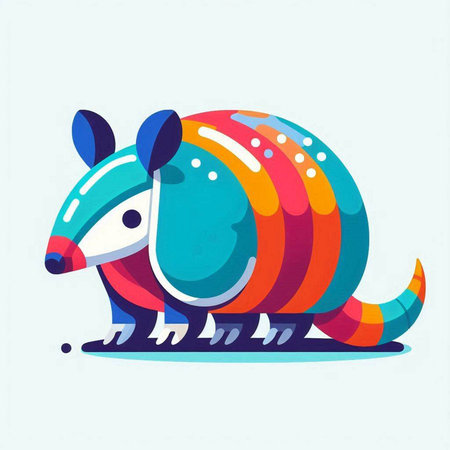 Colorful funny cartoon armadillo. Vector illustration for your designのイラスト素材