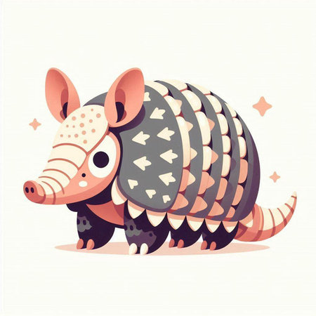 Cute cartoon armadillo. Vector illustration in flat style.のイラスト素材