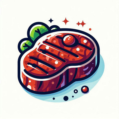 Illustration of grilled beef steak on white background. Vector illustration.のイラスト素材