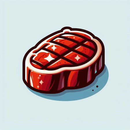 Steak illustration. Vector illustration of a piece of fresh meat.のイラスト素材