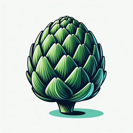 Artichoke on a white background. Vector illustration in cartoon style.のイラスト素材