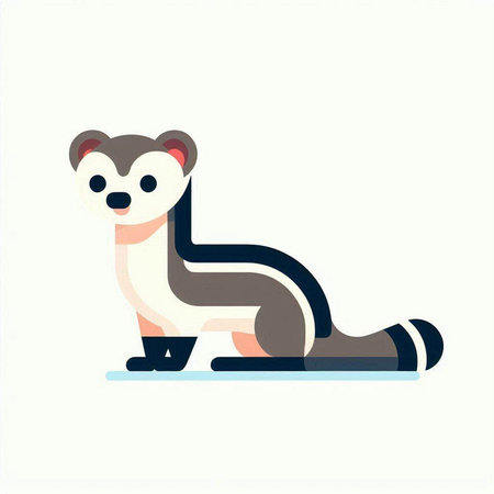 Cute ferret. Vector illustration in flat style. Isolated on white background.のイラスト素材