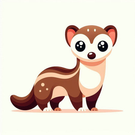 Cute cartoon weasel. Vector illustration isolated on white background.のイラスト素材