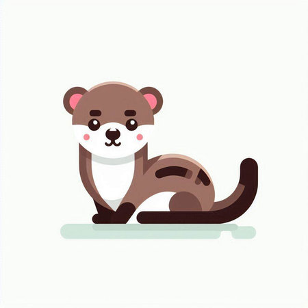 Cute cartoon otter on a white background. Vector illustration.のイラスト素材