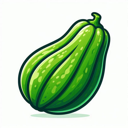 Fresh green zucchini isolated on white background. Vector illustration.のイラスト素材