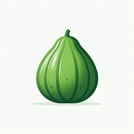 Illustration of a fresh green fig isolated on a white background.のイラスト素材