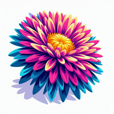 Colorful dahlia flower on white background. Vector illustration.のイラスト素材
