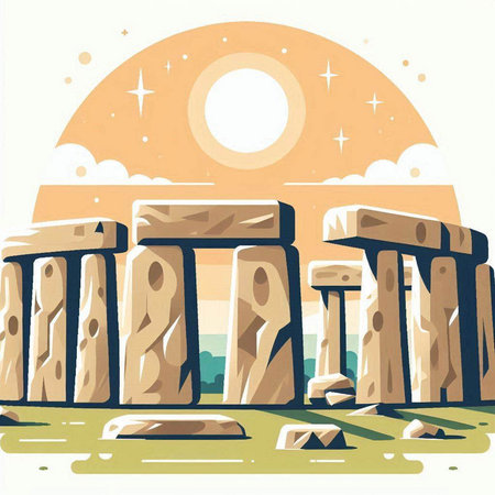 Stonehenge in South Africa. Vintage vector illustration in flat styleのイラスト素材