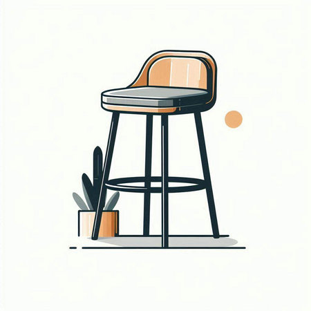 Modern chair. Vector illustration in flat cartoon style. Interior design.のイラスト素材