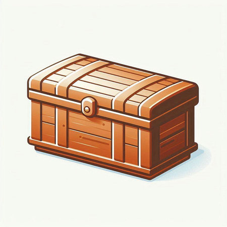 Treasure chest isolated on white background. Vector illustration in cartoon style.のイラスト素材